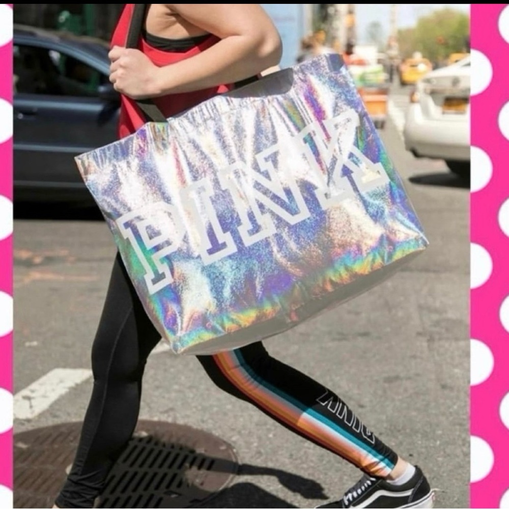 Huge tote Pink holographic love it vs pink